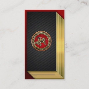 [154] Hokusai - Shoki Riding Shishi Lion Business Card