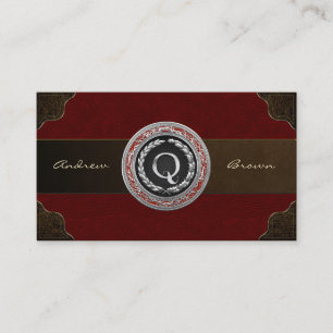 [154] “Q” Silver Vintage Monogram Business Card