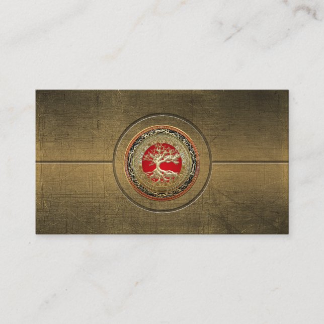 [154] Treasure Trove: Celtic Tree of Life [Gold] Business Card (Front)