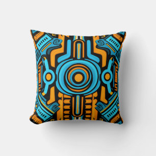 155 blue and orange symmetrical pattern cushion