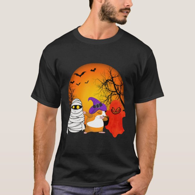 155 Guinea Pig Halloween Pumpkin T-Shirt (Front)