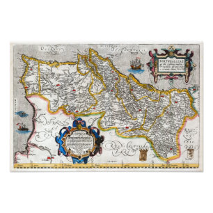 1560 Map of Portugal by Ortelius Photo Print