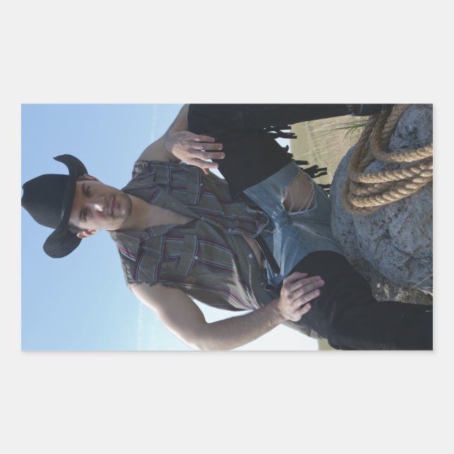 15631-RA Cowboy Rectangular Sticker (Front)