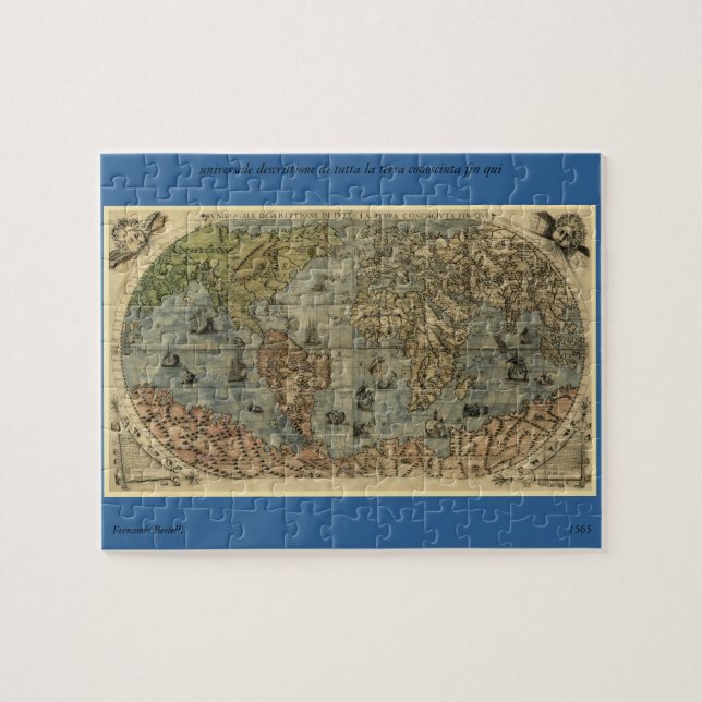 1565 Ferando Berteli (Fernando Bertelli) World Map Jigsaw Puzzle (Horizontal)