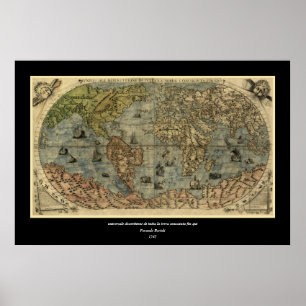 1565 Ferando Berteli (Fernando Bertelli) World Map Poster