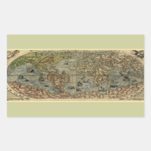1565 Ferando Berteli (Fernando Bertelli) World Map Rectangular Sticker