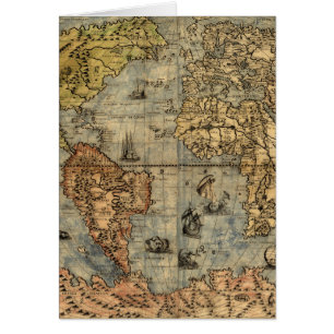 1565 Forlani Antique World Map Vintage Cartography