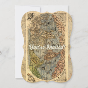 1565 Forlani AntiquevWorld Map Renaissance  Invitation