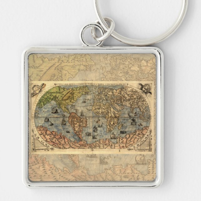 1565 Forlani AntiquevWorld Map Renaissance  Key Ring (Front)