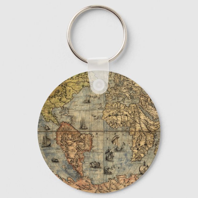 1565 Forlani AntiquevWorld Map Renaissance  Key Ring (Front)