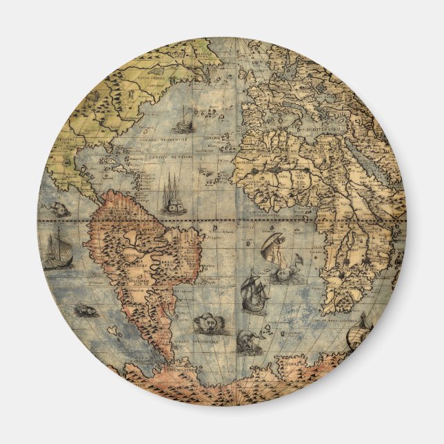 1565 Forlani AntiquevWorld Map Renaissance  Magnet (Front)