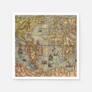 1565 Forlani AntiquevWorld Map Renaissance Napkin