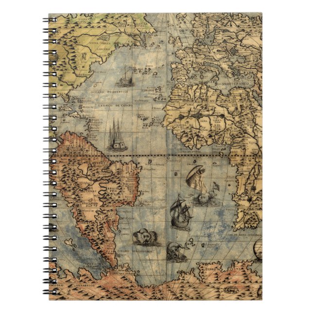 1565 Forlani AntiquevWorld Map Renaissance  Notebook (Front)