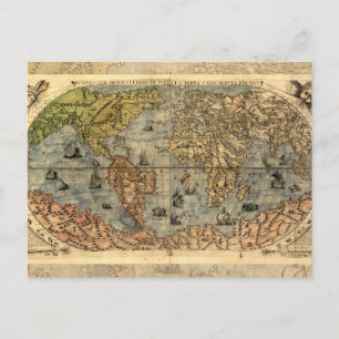 1565 Forlani AntiquevWorld Map Renaissance  Postcard