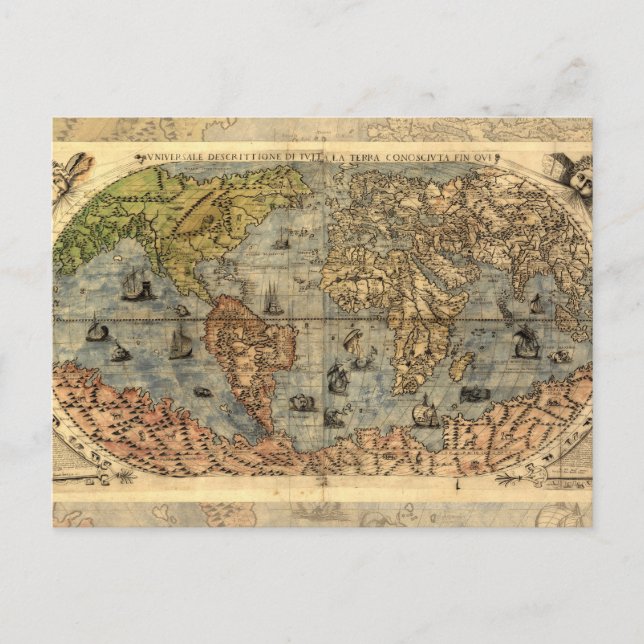 1565 Forlani AntiquevWorld Map Renaissance  Postcard (Front)