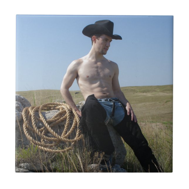 15693-RA Cowboy Ceramic Tile (Front)