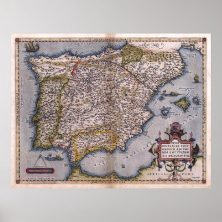 1570 Spain Renaissance Map Poster