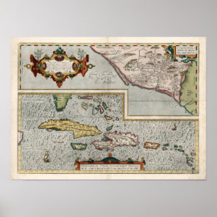 1579 Map Carribean Islands Poster