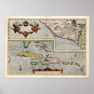1579 Map Carribean Islands Poster