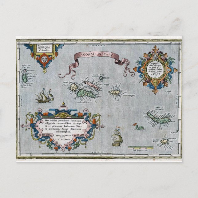 1584 Azores Map Postcard (Front)