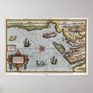 1586 French Coast Map Poster