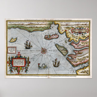 1586 French Coast Map Poster