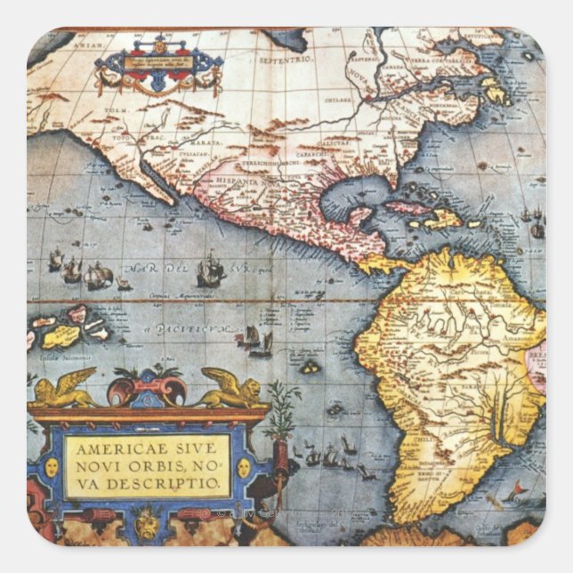 1587 Map of the Americas Square Sticker (Front)