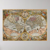 1594 Orbis Terrarum Typus Double Hemisphere World