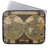 1595 Vintage World Map by Jodocus Hondius