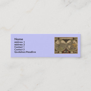 1595 Vintage World Map by Jodocus Hondius Mini Business Card