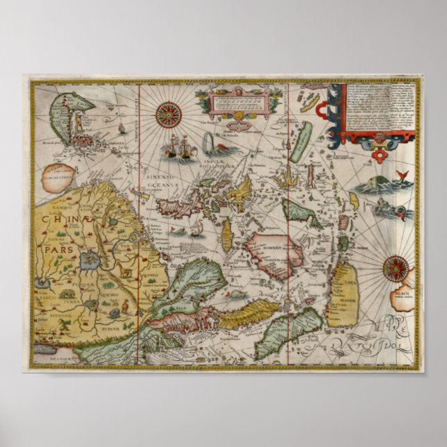 1596 Asia Renaissance-era  Map Poster (Front)