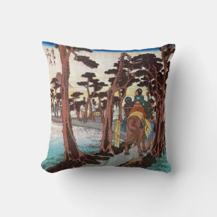 15. 吉原宿, 広重 Yoshiwara-juku, Hiroshige, Ukiyo-e Cushion