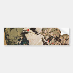15. 梅花群鶴図, 若冲 Plum Blossoms & Cranes Bumper Sticker
