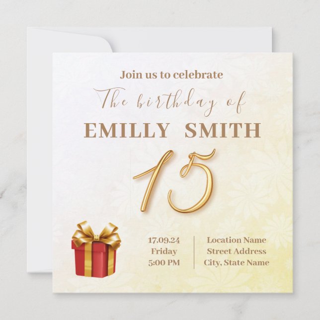 15 Birthday Invintation Invitation (Front)