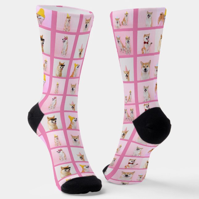 15 Collage Fun Photo Gift Custom Personalised Socks (Angled)