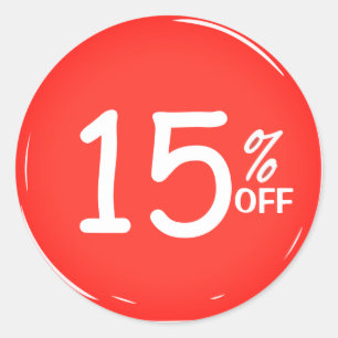 15% Fifteen Percent OFF Discount Sale Classic Round Sticker