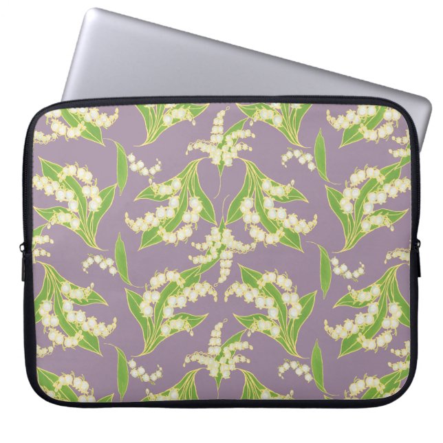 15-inch Laptop Sleeve: Lilies of the Valley, Mauve Laptop Sleeve (Front)