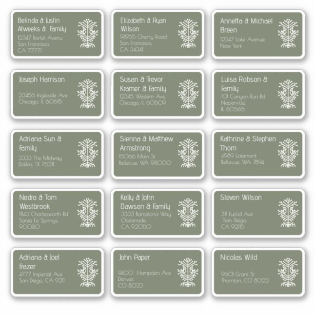 15 Individual Wedding Guest Name Address Sticker (Front)