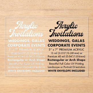 15 Mil Clear Acrylic Invitation (Landscape)
