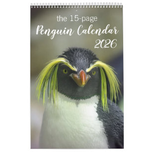 15-Month Penguin Calendar w/ Descriptions 2025-26