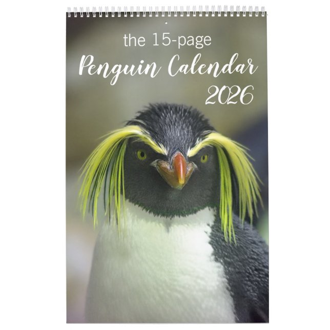 15-Month Penguin Calendar w/ Descriptions 2025-26 (Cover)