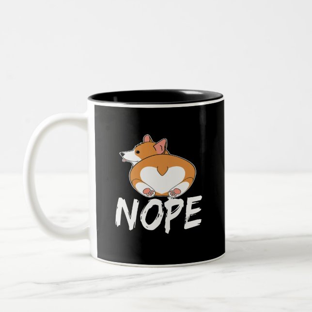 15 Nope Corgi Two-Tone Coffee Mug (Left)
