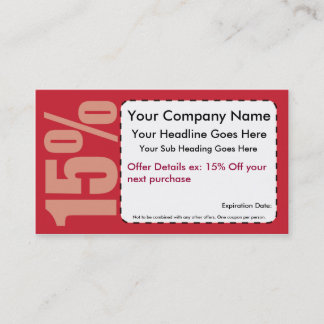 15% Off Coupon Business Card