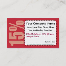 15%  Off Coupon Business Card