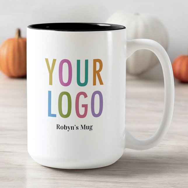 15 oz Black Inner Logo Mug Custom Name Business (MISOOK 15 oz Black Inside Mug with Logo and Name)