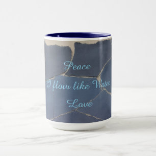 15 oz Combo Mug Peace, Love - Blue Zen Papercut