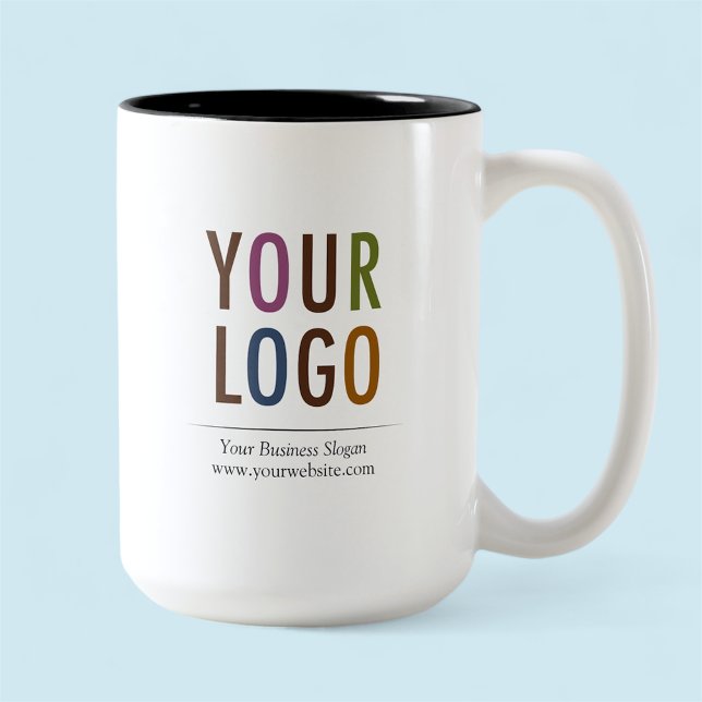 15 oz Custom Mug with Business Logo No Minimum (MISOOK 15 oz White Mug Black Inside with Logo)
