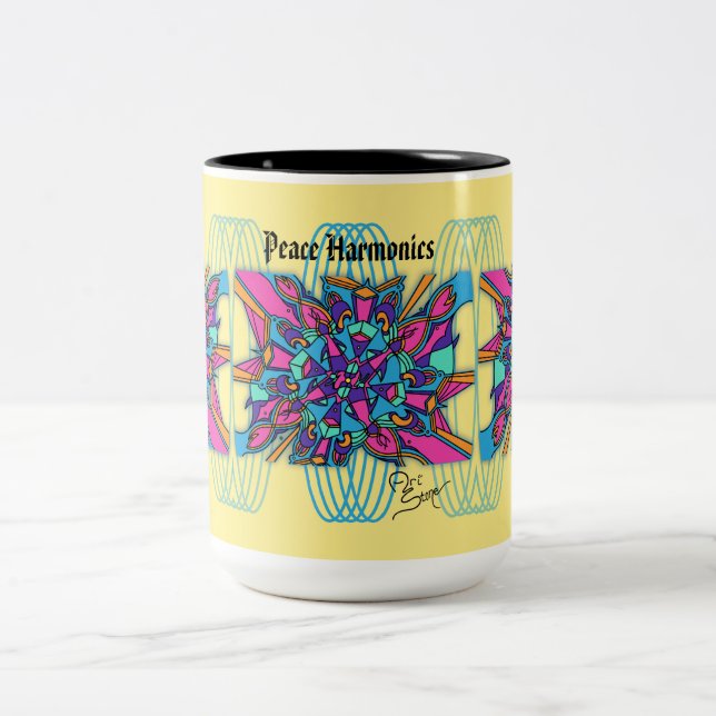 15 Oz Mug: Peace Harmonics Two-Tone Coffee Mug (Center)