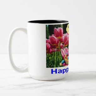 15 oz two tone mug. Happy Easter. alpaca/bunny Two-Tone Coffee Mug