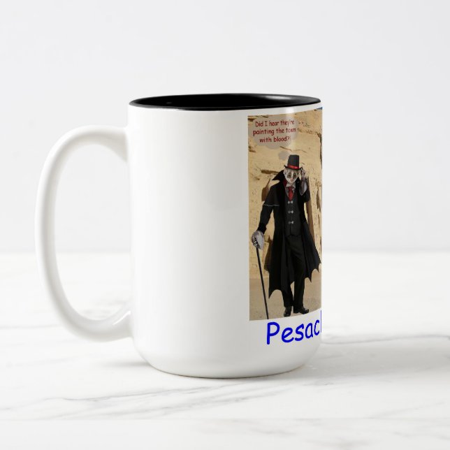15 oz two tone mug.  Happy Passover.  loris/monkey Two-Tone Coffee Mug (Left)